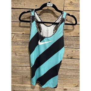 Women's Nike Dry-Fit‎ Teal & Black Striped Training Tank - Size Small